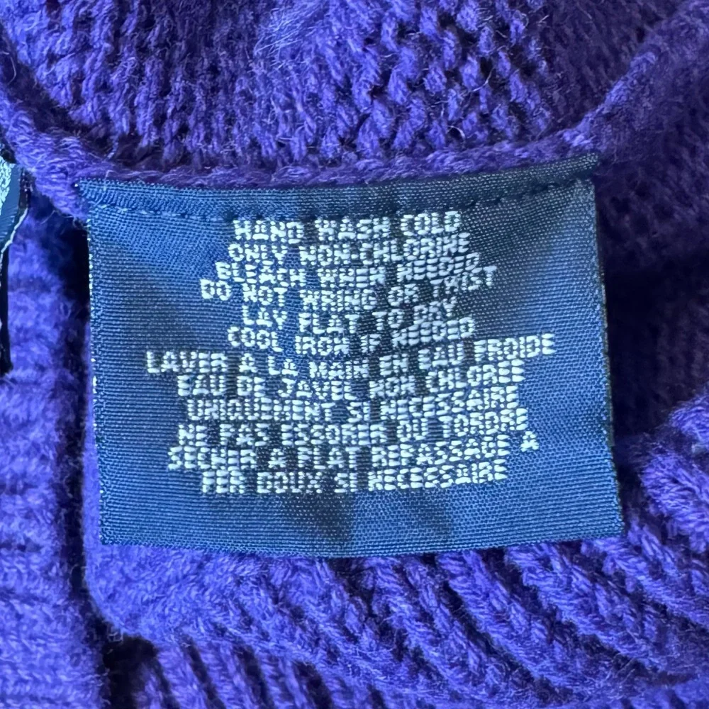 Vintage Ralph Lauren Sweater Girls’ Large Purple w. Patterned Collar